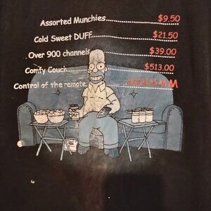 Men's Black Vintage Large The Simpsons Homer T-Shirt